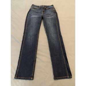 RANK 45 Jeans Womens 29 Blue Medium Wash Straight Leg Mid Rise Stretch Denim